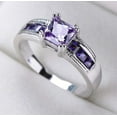 thumbnail image 4 of Yafe 18K Gold-Plated Princess Cut Created Amethyst Ring for Women Engagement Ring - Cubic Zirconia, 4 of 8