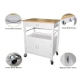 thumbnail image 3 of eHemco Kitchen Island Cart on Wheels with Drawer, Storage Cabinet, Shelf and Natural Bamboo Top Butcher Block, 35.5 Inches Height, White Base, 3 of 10