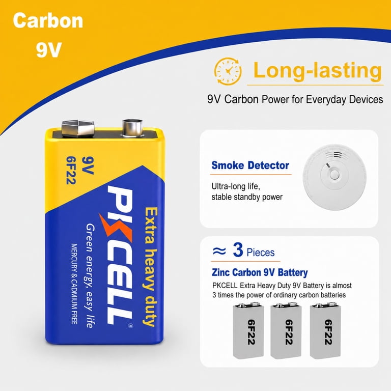 Fuspower 9V Batteries for Smoke Detectors, 8 Pack, Carbon Zinc