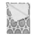 thumbnail image 2 of Tribal Soft Flannel Fleece Throw Blanket, South Eastern Folklore Design with Geometric Circles Wedding Themed Pattern, Cozy Plush for Indoor and Outdoor Use, 60" x 80", Black and White, by Ambesonne, 2 of 5