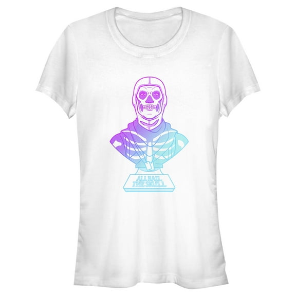 Junior's Fortnite Skull Trooper All Hail Glow Graphic Tee White Medium
