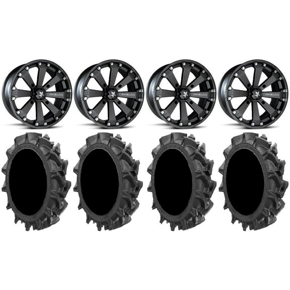 MSA Black Kore 14" ATV Wheels 28" MotoHavok Tires Honda Foreman Rancher SRA
