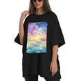 thumbnail image 4 of Plus Size Shirt for Women Black Tops for Women Short Sleeves Shirt for Women Dreamy Sky2 T Shirt Crewneck Shirt for Women XS, 4 of 5