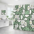 thumbnail image 4 of Boho Abstract Colorful Floral Shower Curtain, Vintage Retro Patchwork White Green Flower Botanical Geometric Aesthetic Groovy Bathroom Decor Shower Curtain Set with 12 Hooks, 72X72in, 4 of 5