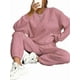 thumbnail image 1 of Conjunto Deportivo de Dos Piezas para Mujer: Sudadera y Pantalón Deportivo de Cuello Redondo Liso y Holgado, Conjunto de Jersey para Estar en Casa. Rosa XL, 1 of 5