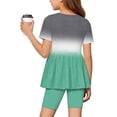 thumbnail image 6 of Grblisyd 1-13Y Tween Girl Clothes 2 Piece Short Sleeve Gradient Ruffle Hem Top and Biker Shorts Teen Girl Summer Outfits Short Set, 6 of 6