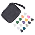 thumbnail image 3 of Guitar Pick Bag Set, Organized Soft Inner Foam Guitar Pick Storage Pouch Prevent From Scratches PU Leather  For Instrument Accessories Black, 3 of 8