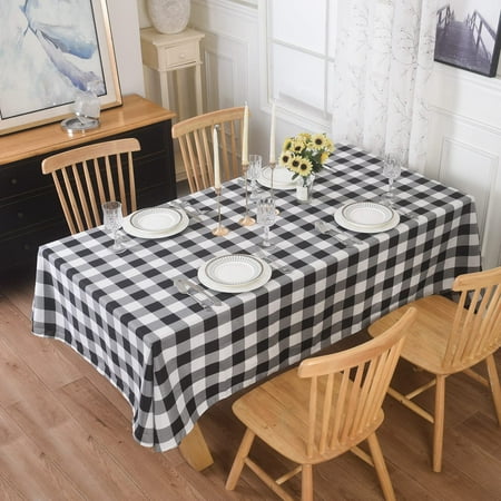 

2 Pack Waterproof Polyester Fabic Rectangle Checkered Tablecloth，60x84 Outdoor Table Cloth，Oil Stain Prevention Table Cloth for Pinics and Parties（Black and White）