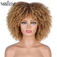 thumbnail image 1 of Pelucas rizadas Afro de pelo corto con flequillo, pelucas de Cosplay sintéticas africanas Ombre sin cola para mujeres negras, alta temperatura Tan Jianjun unisex, 1 of 2