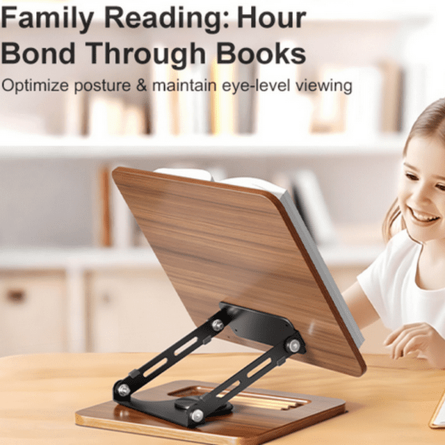 Support Ajustable pour Livres et Ordinateurs - Rotation à 360°, Support Pliable pour Livres, Tablettes, Ordinateurs Portables pour Bureau/école/cuisine (Ne Peut Pas Tourner)