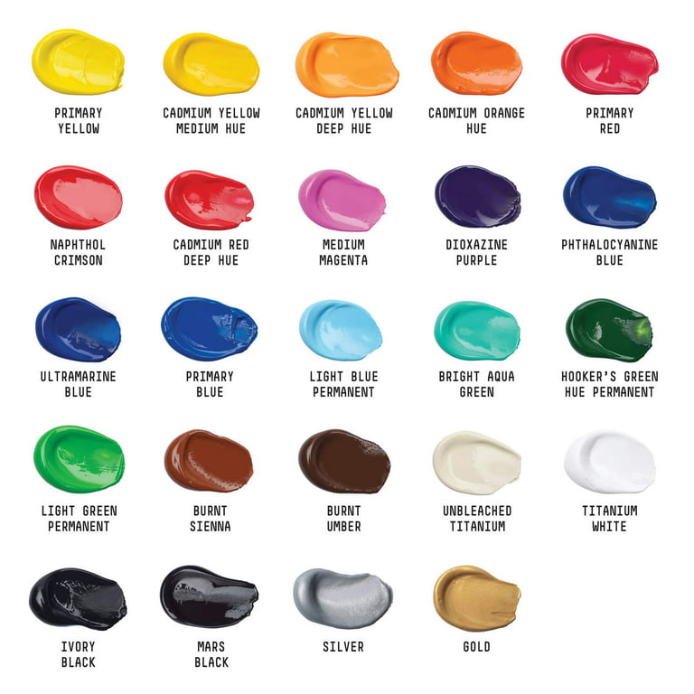 Tubes de peinture acrylique - Liquitex - Basics Acrylic - 6 couleurs - 22ml