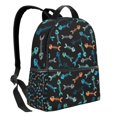 thumbnail image 2 of Lsque Little Fish Skeleton Pattern Backpack – School Travel Canvas Daypack with Ergonomic Padded Straps, Multiple Compartments & Leather Handle, 2 of 5