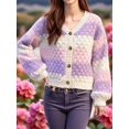 thumbnail image 5 of Womens Striped Chunky Cardigan Sweaters Button Up Fall Trendy Color Block Long Sleeve Knit Sweater Coats  XL, 5 of 8