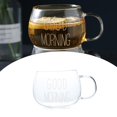 thumbnail image 2 of Tazas de café de vidrio con asa, transparentes, para té, capuchino, helados y bebidas. Letra Blanca, 2 of 8
