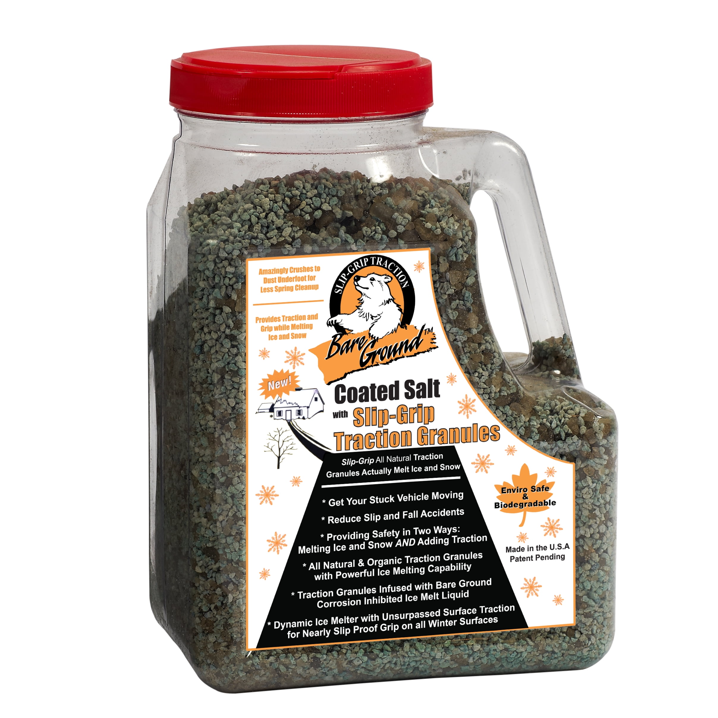 Bare Ground 12lb jug coated granular ice melt with infused traction granules
