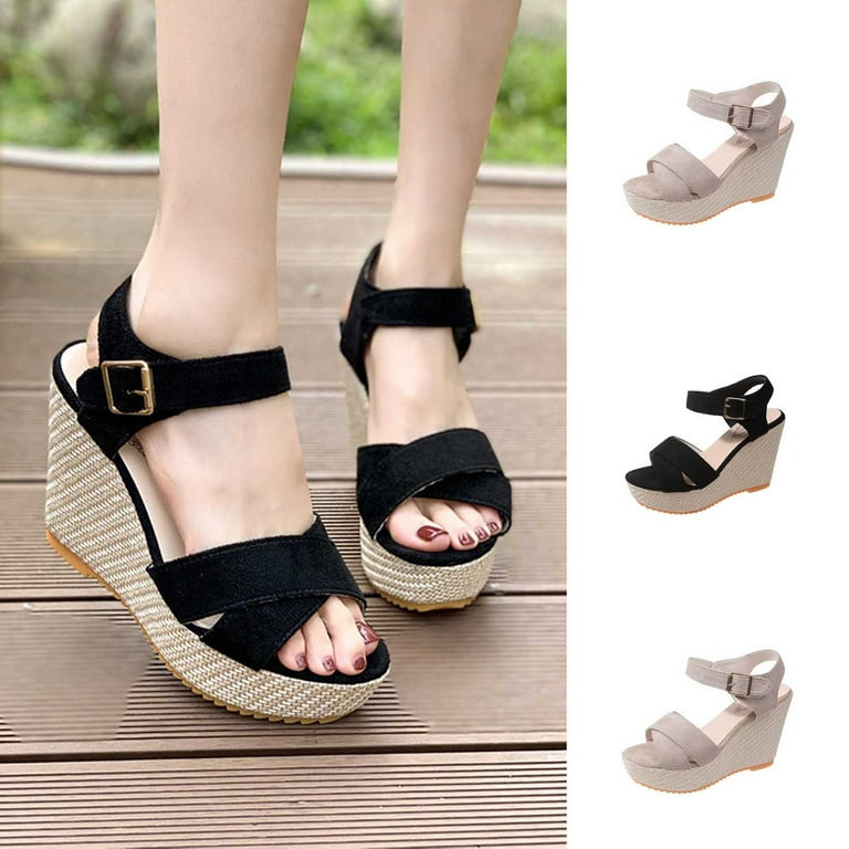 ALM. MARCH WEDGE SANDALS （Beige） The Elastic Dual Band Low