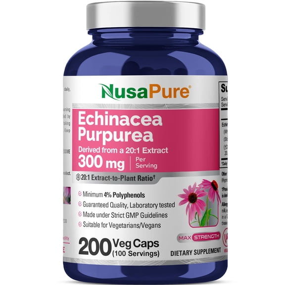 NusaPure Echinacea Goldenseal, 400 mg , 300 Veg Capsules (Non-GMO, Vegan)