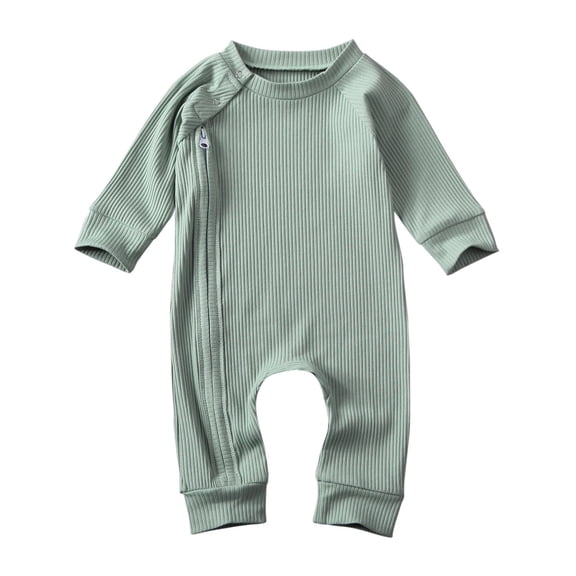 Newborn Baby Boy Girl Romper Clothes Infant Solid Ribbed Onesie Bodysuit Jumpsuit Outfits