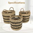 thumbnail image 3 of Canddidliike Seagrass Basket Set of 3 Stackable Storage Bins with Handles Woven Round Basket-S, Clothes Hamper for Bedroom, Bathroom, Dorm, Laundry Room, 3 of 7