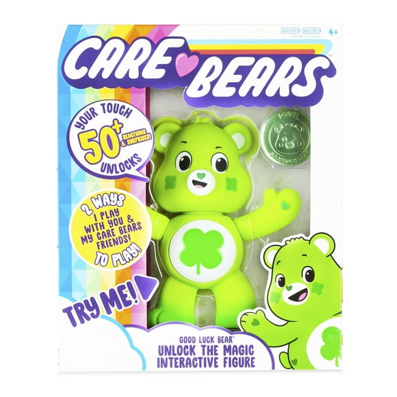 Care Bears - 5" Interactive Figure - Good Luck Bear - Your Touch Unlocks 50  Reactions & Surprises!
