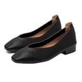 thumbnail image 6 of Viluyesy Womens Loafers Square Toe Faux Leather Slip On Arch Support Casual Work Cushioned Low Block Heel Shoes Black Size US8.5, 6 of 7