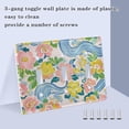 thumbnail image 3 of Yayeee Toggle Light Switch Wall Plate 3-Gang 6.37"x4.48" Decorative Outlet Cover, Blue Floral Wave, 3 of 7