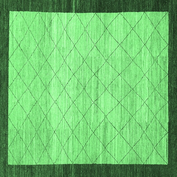 Ahgly Company Indoor Square Abstract Emerald Green Modern Area Rugs, 3' Square