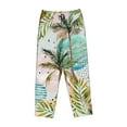 thumbnail image 4 of Disketp Watercolor Palm Tree Print Women'S Comfy Pajama Pants Casual Drawstring Palazzo Lounge Wide Leg Pants, 4 of 9