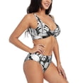thumbnail image 2 of Kdxio Skull and palm leaves Print Women's 2 Piece High Waisted Wrap Spaghetti Strap Summer Swimsuit Bikini Set-X-Large, 2 of 7