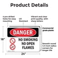 thumbnail image 2 of (2 Pack) No Smoking No Open Flames OSHA Danger Sign 24 Inch X 18 Inch Plastic Sign, Weather Resistant, UV Protected for Workplace, Business, and Construction Site, Made in the USA, 2 of 8