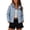 Blue, variant on Womens Lightweight Puffer Jacket Stand Collar Quilted Short Coat Zip Up Winter Fall Padded Outerwear with Flap Pockets for Travel Outdoor Activewear