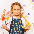 thumbnail image 2 of Space Dinosaurs Rockets Planets Kids Aprons for Girls and Boys,Adjustable Neck Strap Toddler Aprons for Kids Cooking Baking, 2 of 2