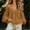 Brown, variant on Womens Cold Shoulder Blouse V Neck Puff Sleeve Spaghetti Strap Loose Fit Flowy Shirt Casual Summer Vacation Beach Everyday Wear Date Blusa Mujer
