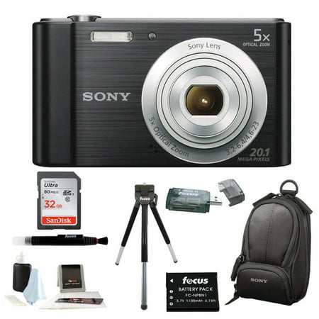 Sony  DSCW800/B w/ Standard Medium Digital Camera Case & 32GB Battery 