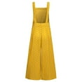 thumbnail image 5 of Wycnly Womens Jumpsuits Beach Button Wide Leg Loose Bag Linen Strap Long Jumpsuits Trendy Polka Dot Print Square Neck Sleeveless Maxi Summer Rompers Yellow s, 5 of 7