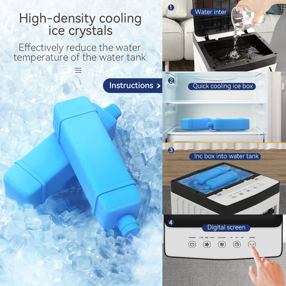 TOPTENG Portable Evaporative Cooler 10L Evaporative Fan Air Cooler, 3-IN-1 Remote Control Fan Humidifier, Air Fan Cooler 3 Modes for Indoor Cool