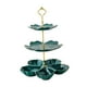 thumbnail image 5 of Soporte de cerámica escalonado para tartas, té de la tarde, decoración del hogar, elegante postre, pastelería 3 niveles verde, 5 of 9