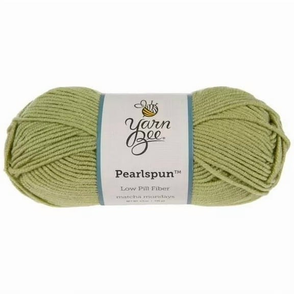 Yarn Bee Pearlspun, Medium Weight Low Pill Acrylic, 150 Yards, Matcha Mondays