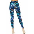 thumbnail image 2 of Creamy Soft Girls Kids Size Leggings, High Rise, Stretchy - by USA Fashion Electric Blue Floral Butterfly Large, 2 of 2