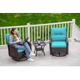 thumbnail image 6 of ALAULM 3 Pieces Patio Furniture Set, Outdoor Swivel Gliders Rocker, Wicker Patio Bistro Set with Rattan Rocking Chair for Porch Deck Backyard (Blue), 6 of 7
