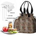 thumbnail image 4 of Brown and Black Leopard Print Drawstring Lunch Bag Women - Drawstring Lunch Bag Insulated for Work Office - Stain-Resistant Large Lunchbags for Women with Multi-Pockets, 4 of 6