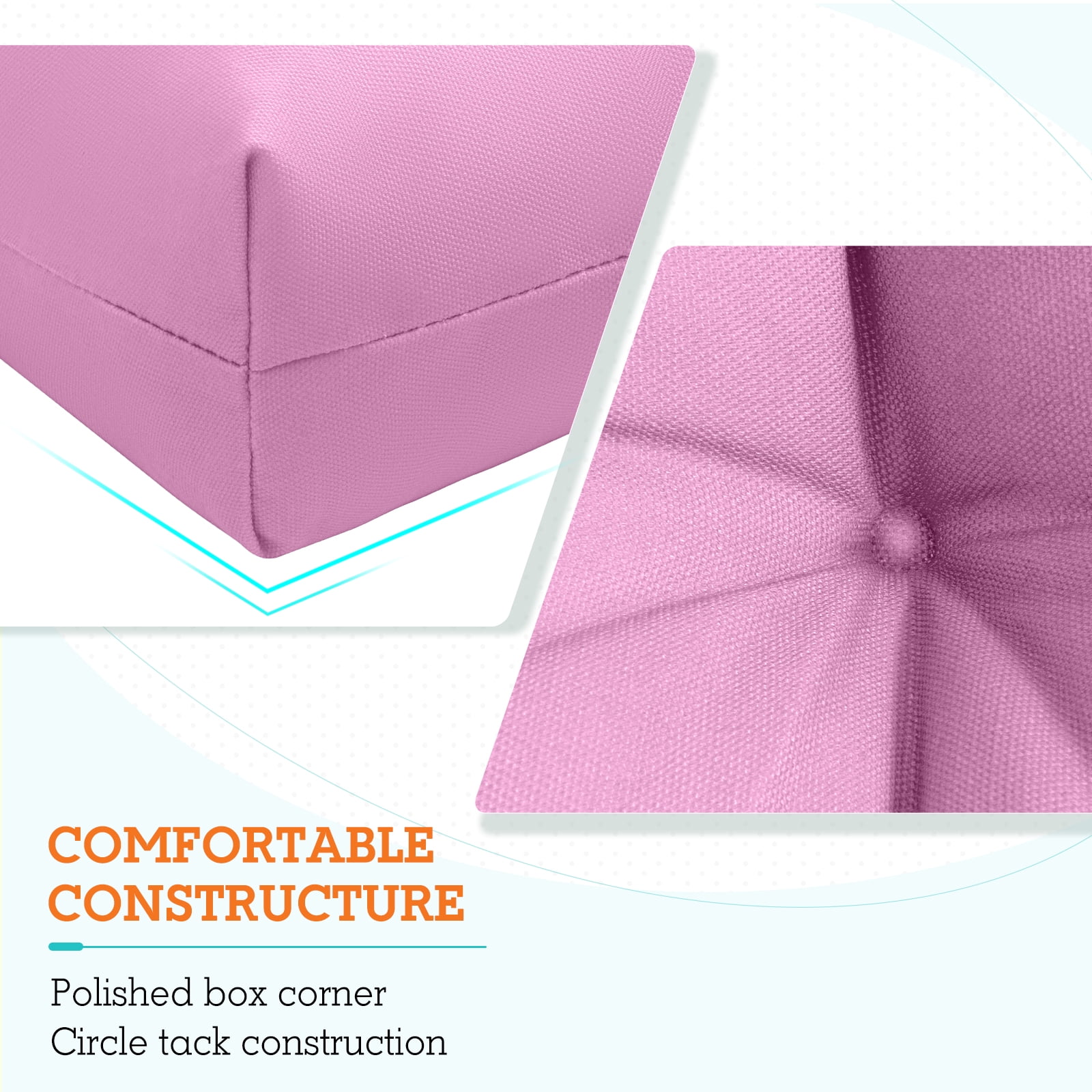 EAGLE PEAK Tufted Outdoor/Indoor High Back Patio Chair Cushion, Set of 2, 46'' x 22'', Pink