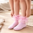 thumbnail image 6 of Resicozy Ruffle Socks Girls Lace Frilly Turn Cuff Ankle Socks Dress Socks for Daily Travel 2026 Pink L, 6 of 7