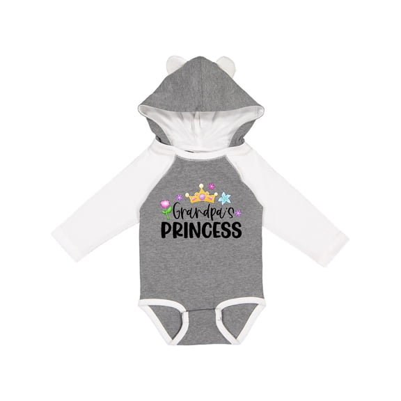 Inktastic Grandpa's Princess Crown and Flowers Girls Long Sleeve Baby Bodysuit