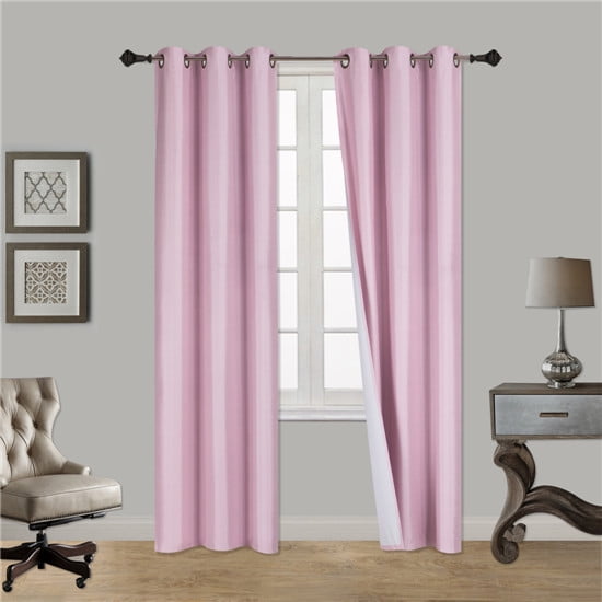 2-Piece Adam Pink Blackout Lined Grommet Window Curtain Set, Two (2) Printed Thermal Panels 37' Wide x 84' Length (Each)