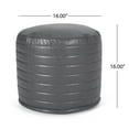 thumbnail image 3 of GDF Studio Conrail Contemporary Faux Leather Channel Stitch Pouf, Gray Cylinder, 3 of 8