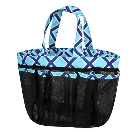 Zodaca Lightweight Mesh Shower Caddie Bag Quick Dry 7 Pocket Toiletry Bath Organizer Carry Tote Bag for Gym Camping (Best Shower Bag For Gym)