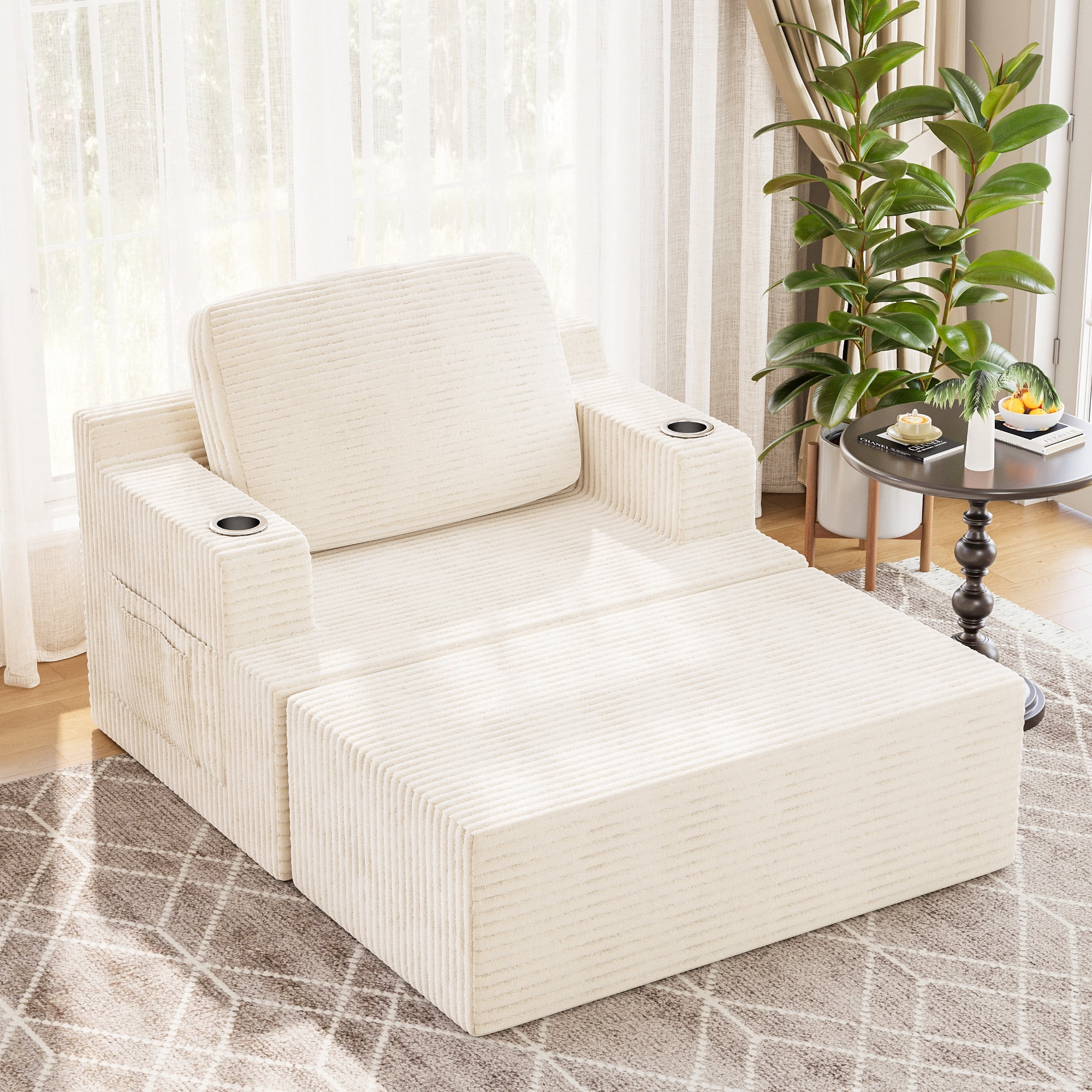 Homall Oversized Boneless Sofa Chair Deep Seat Sleeper Sofa Chaise Lounge Chair Indoor for living room,White