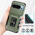 thumbnail image 2 of For Google Pixel 11 / 11 Pro Slim Fit Shockproof Hybrid with Slide Camera Cover & Rotated Ring Kickstand, [Military-Grade] Phone Case,Alpine Green,For Pixel 11 / 11 Pro, 2 of 8