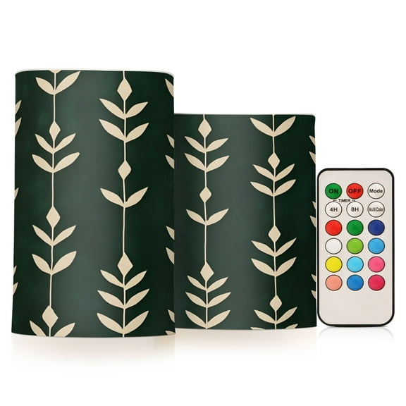 Yayeee Flameless Candles with Remote Flickering Battery Operated Multi Color Changing, Green Plants